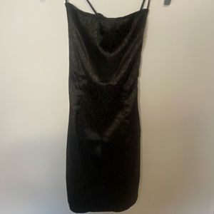 Tie back jacquard Black Dress